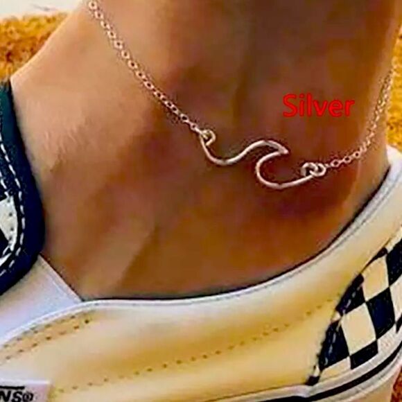 Silver Wave Charm Anklet Ankle Jewelry NEW - Picture 1 of 1